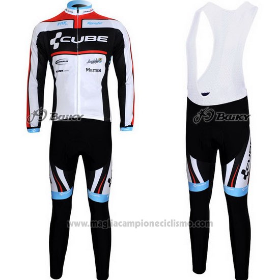 2012 Abbigliamento Ciclismo Cube Nero e Bianco Manica Lunga e Salopette